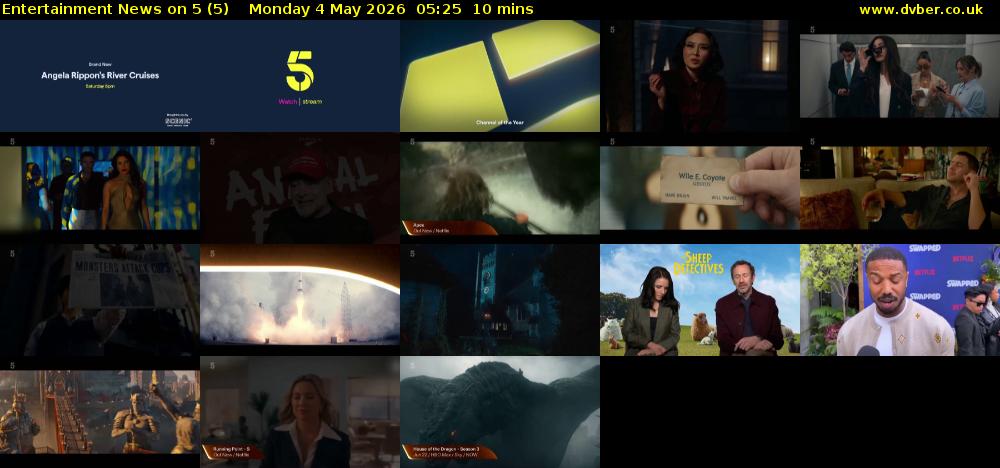 Entertainment News on 5 (5) Monday 4 May 2026 05:25 - 05:35