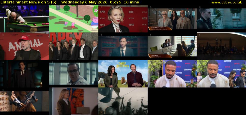 Entertainment News on 5 (5) Wednesday 6 May 2026 05:25 - 05:35