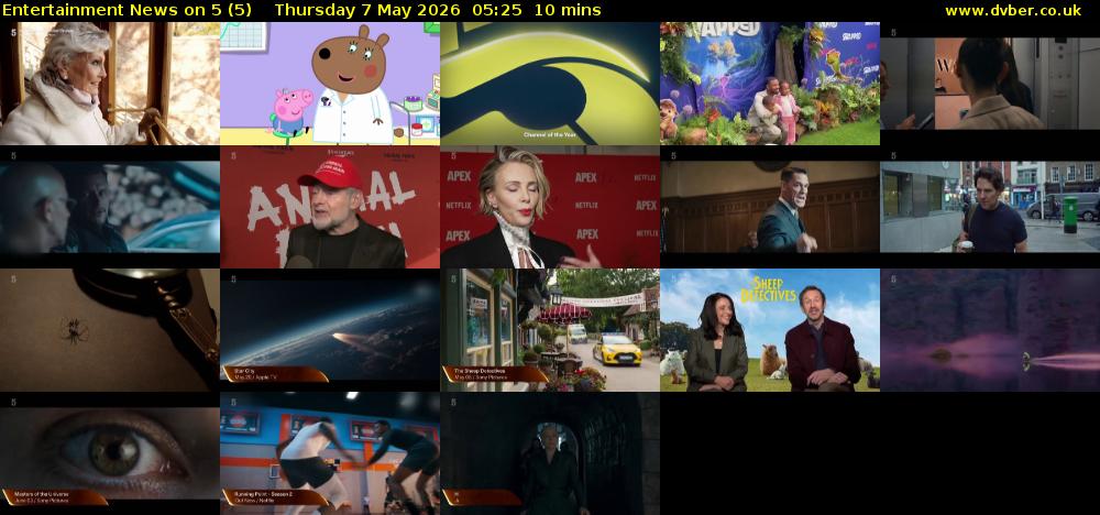 Entertainment News on 5 (5) Thursday 7 May 2026 05:25 - 05:35