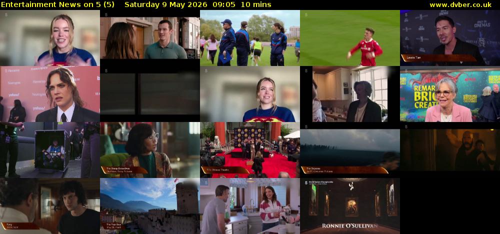 Entertainment News on 5 (5) Saturday 9 May 2026 09:05 - 09:15