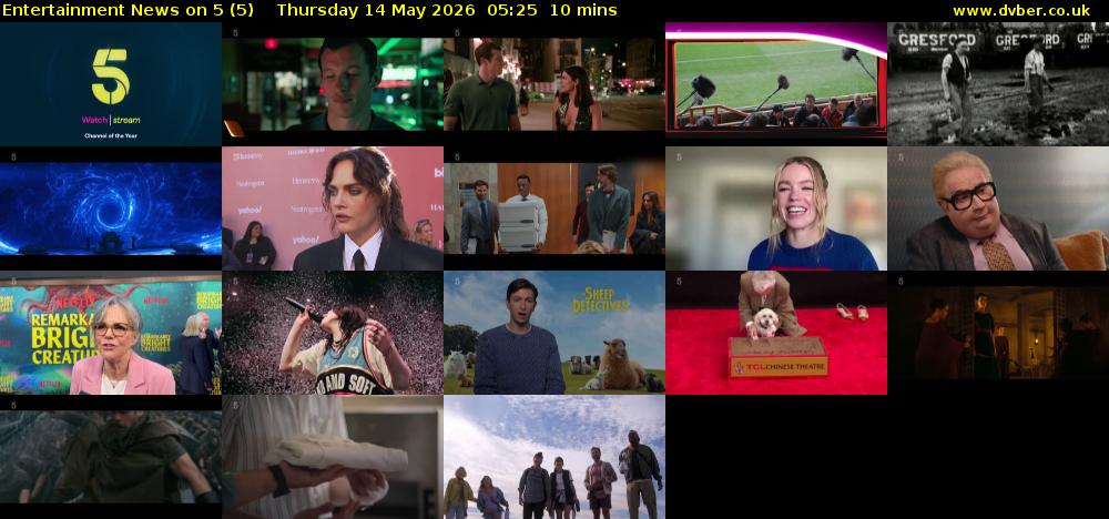 Entertainment News on 5 (5) Thursday 14 May 2026 05:25 - 05:35