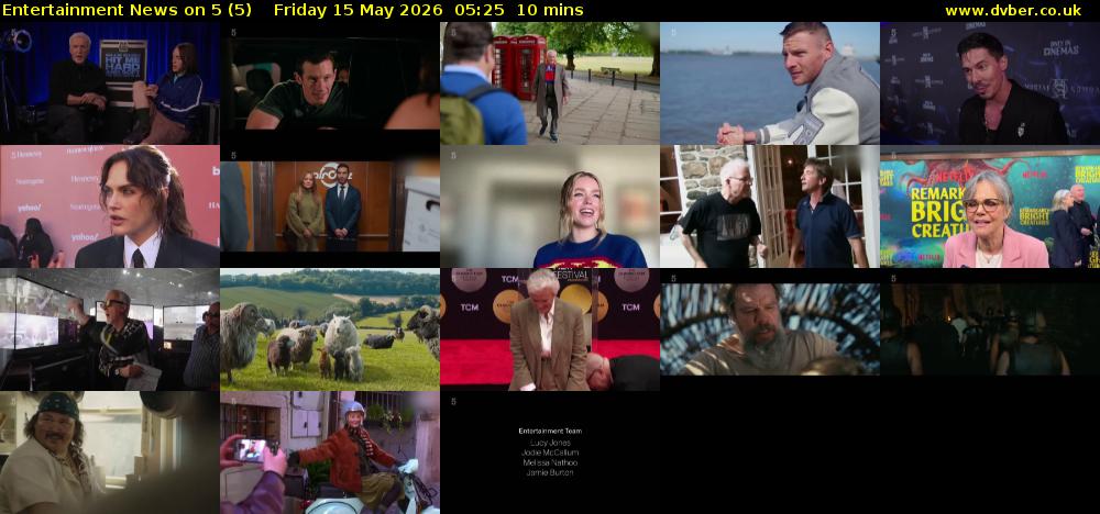 Entertainment News on 5 (5) Friday 15 May 2026 05:25 - 05:35