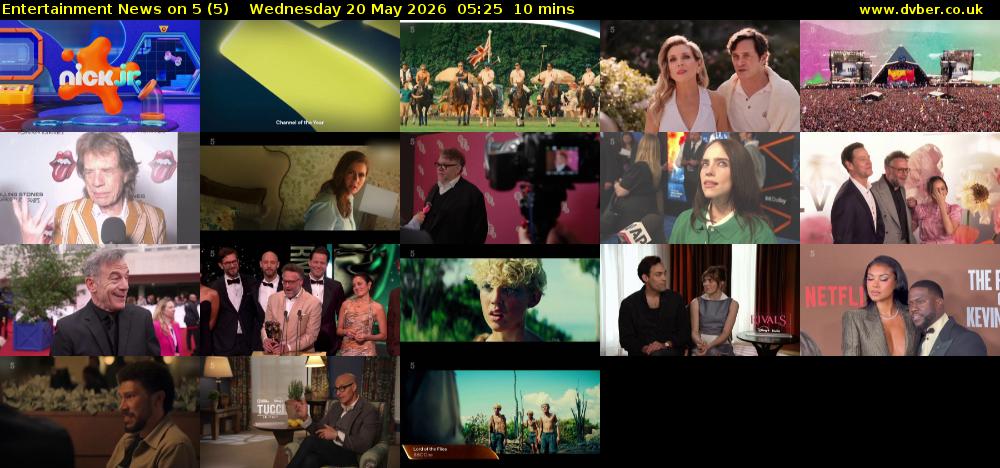 Entertainment News on 5 (5) Wednesday 20 May 2026 05:25 - 05:35