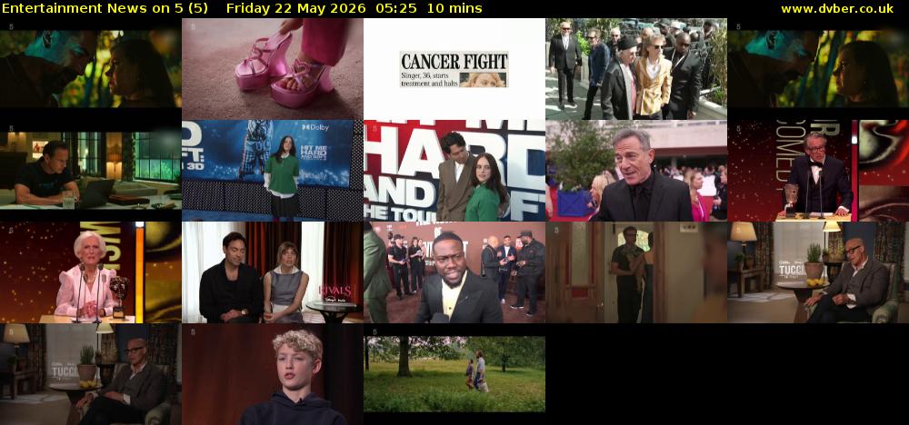 Entertainment News on 5 (5) Friday 22 May 2026 05:25 - 05:35