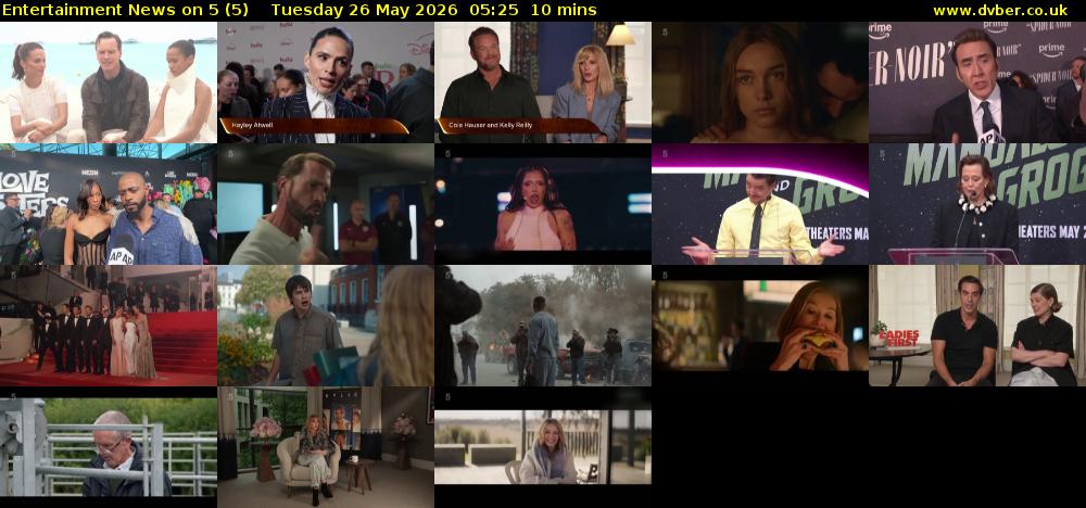 Entertainment News on 5 (5) Tuesday 26 May 2026 05:25 - 05:35