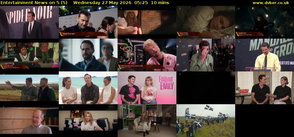 Entertainment News on 5 (5) Wednesday 27 May 2026 05:25 - 05:35
