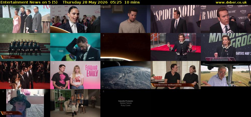 Entertainment News on 5 (5) Thursday 28 May 2026 05:25 - 05:35