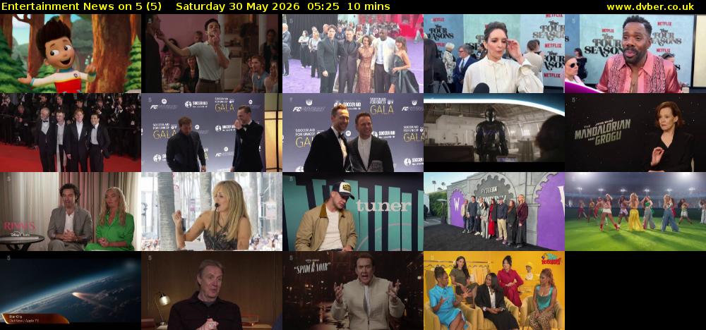 Entertainment News on 5 (5) Saturday 30 May 2026 05:25 - 05:35