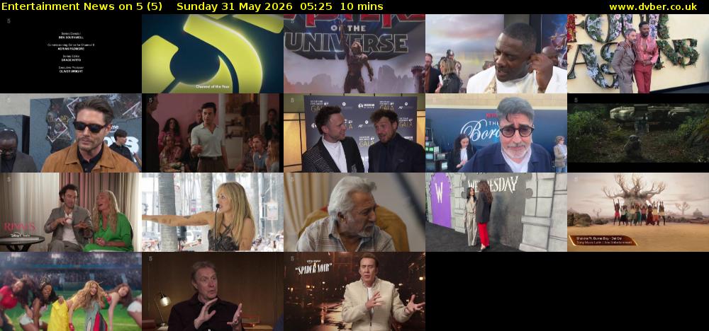 Entertainment News on 5 (5) Sunday 31 May 2026 05:25 - 05:35