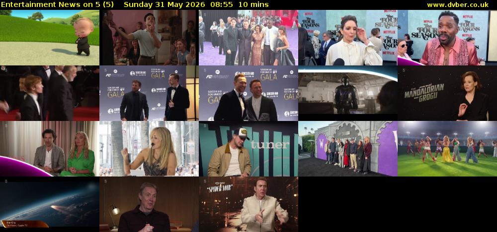 Entertainment News on 5 (5) Sunday 31 May 2026 08:55 - 09:05