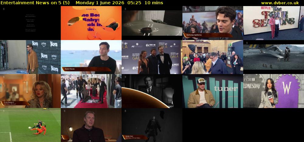 Entertainment News on 5 (5) Monday 1 June 2026 05:25 - 05:35