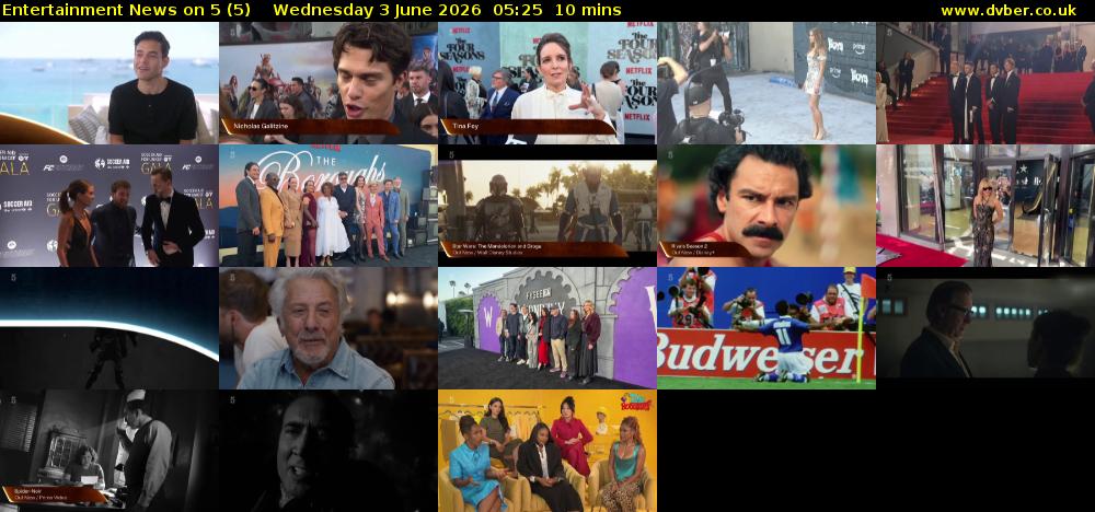 Entertainment News on 5 (5) Wednesday 3 June 2026 05:25 - 05:35