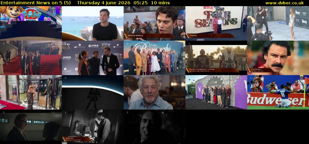 Entertainment News on 5 (5) Thursday 4 June 2026 05:25 - 05:35