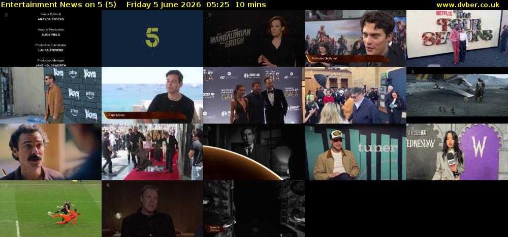 Entertainment News on 5 (5) Friday 5 June 2026 05:25 - 05:35