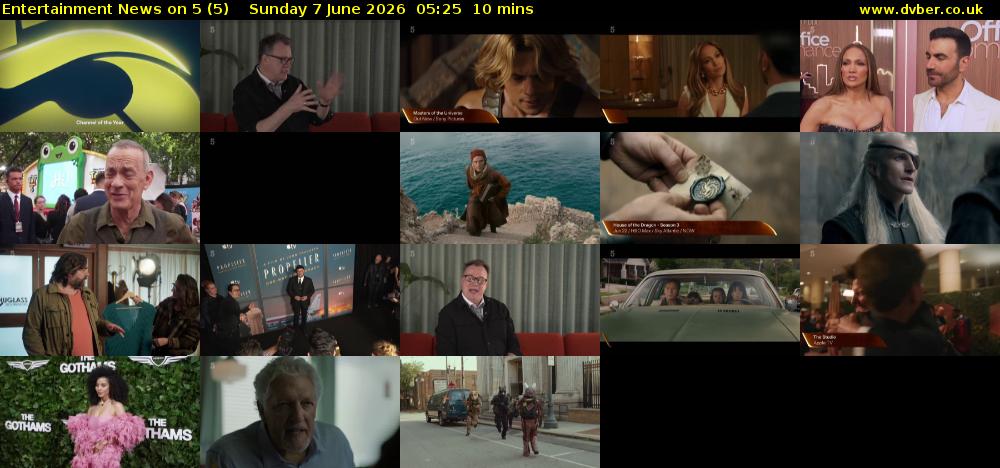 Entertainment News on 5 (5) Sunday 7 June 2026 05:25 - 05:35