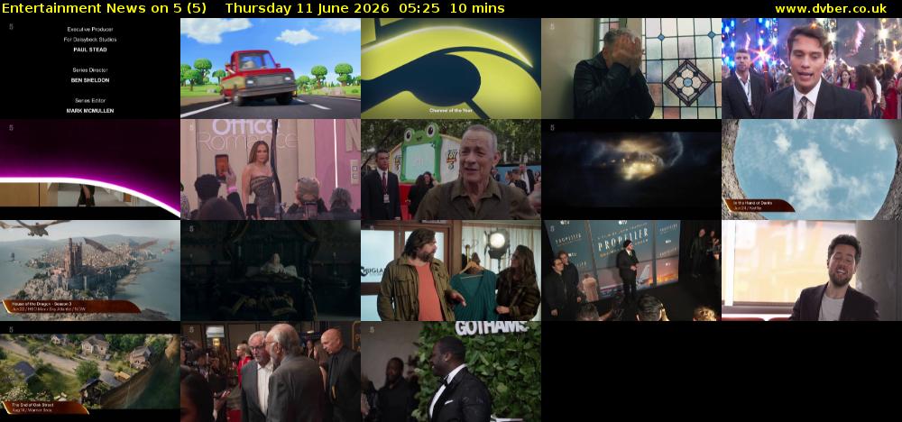 Entertainment News on 5 (5) Thursday 11 June 2026 05:25 - 05:35