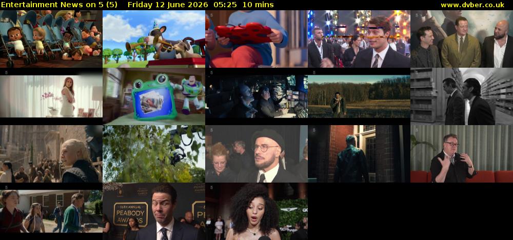 Entertainment News on 5 (5) Friday 12 June 2026 05:25 - 05:35