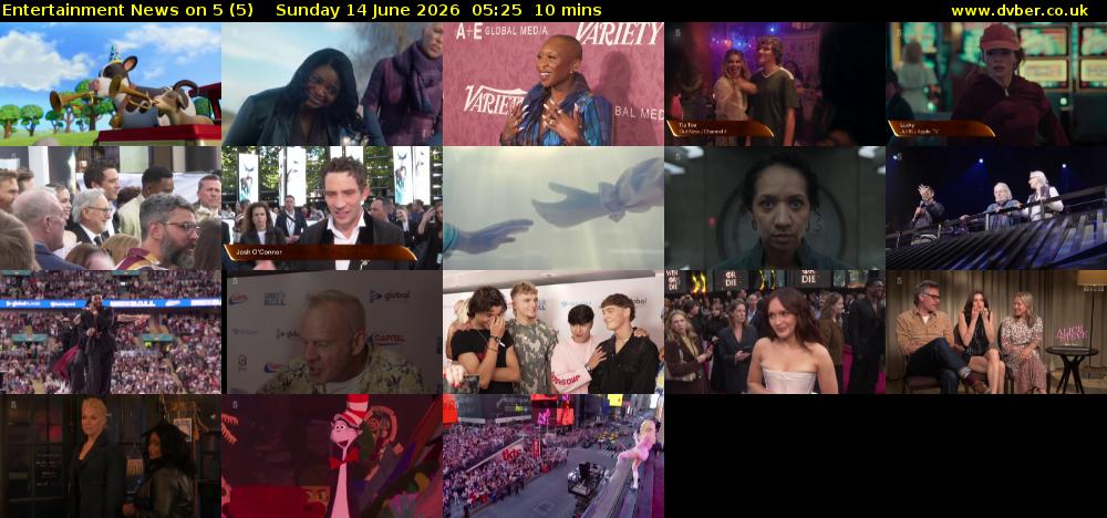 Entertainment News on 5 (5) Sunday 14 June 2026 05:25 - 05:35