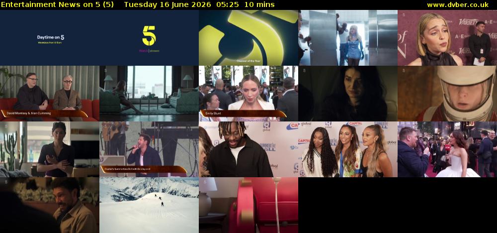 Entertainment News on 5 (5) Tuesday 16 June 2026 05:25 - 05:35