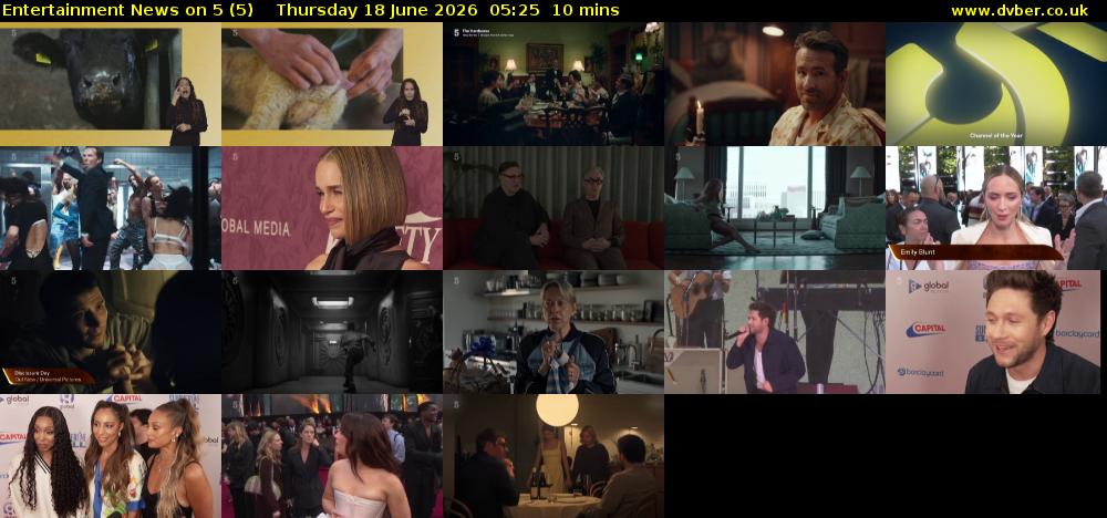 Entertainment News on 5 (5) Thursday 18 June 2026 05:25 - 05:35