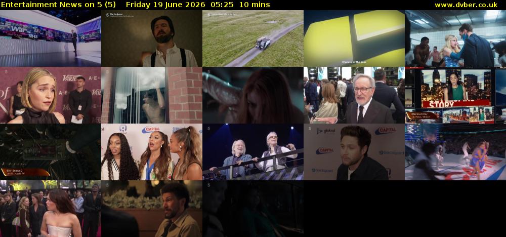 Entertainment News on 5 (5) Friday 19 June 2026 05:25 - 05:35