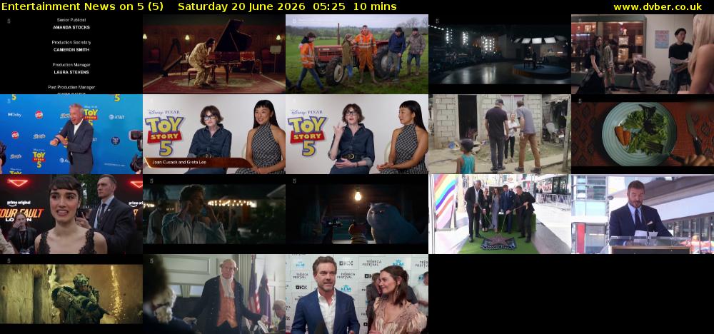 Entertainment News on 5 (5) Saturday 20 June 2026 05:25 - 05:35