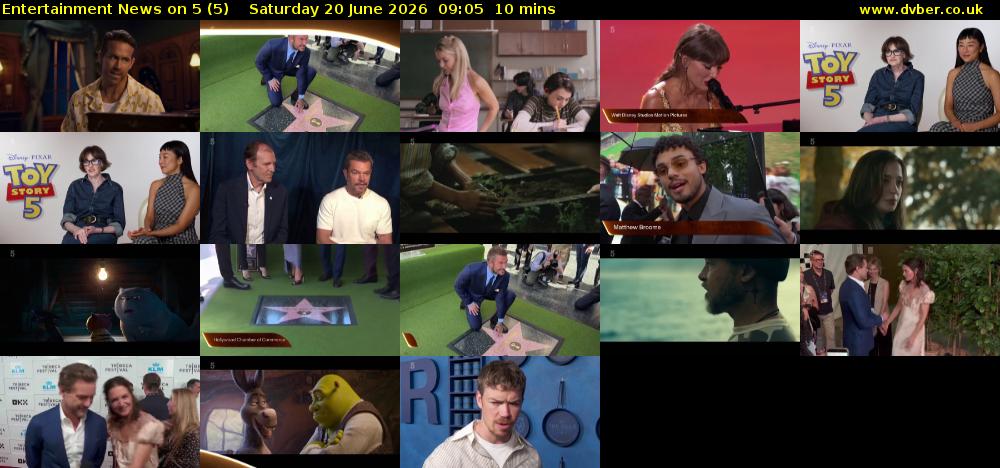 Entertainment News on 5 (5) Saturday 20 June 2026 09:05 - 09:15