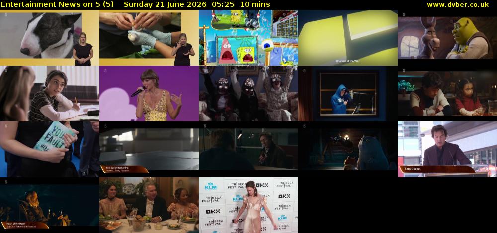Entertainment News on 5 (5) Sunday 21 June 2026 05:25 - 05:35