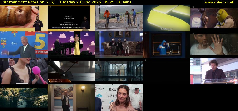 Entertainment News on 5 (5) Tuesday 23 June 2026 05:25 - 05:35