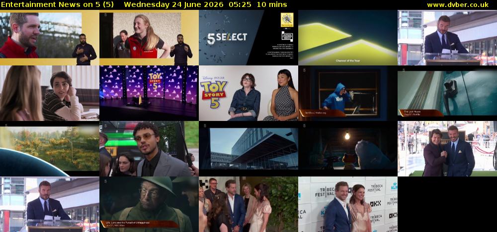 Entertainment News on 5 (5) Wednesday 24 June 2026 05:25 - 05:35