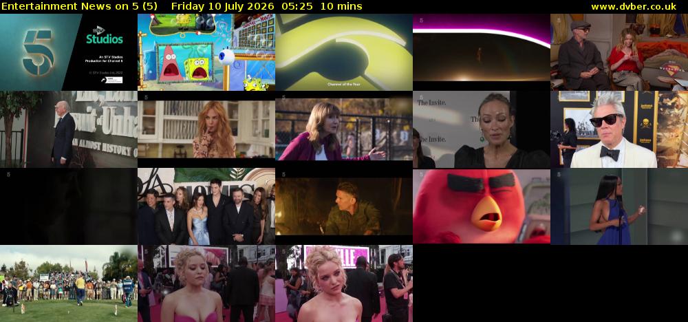 Entertainment News on 5 (5) Friday 10 July 2026 05:25 - 05:35