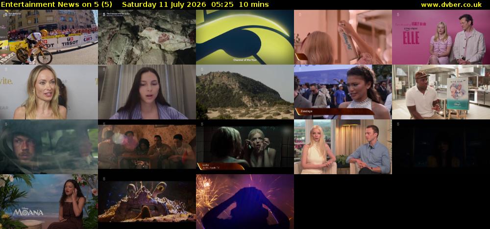 Entertainment News on 5 (5) Saturday 11 July 2026 05:25 - 05:35