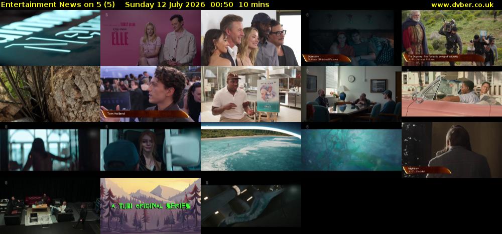 Entertainment News on 5 (5) Sunday 12 July 2026 00:50 - 01:00