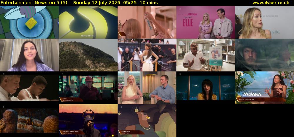 Entertainment News on 5 (5) Sunday 12 July 2026 05:25 - 05:35