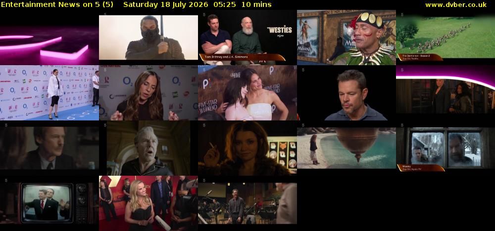 Entertainment News on 5 (5) Saturday 18 July 2026 05:25 - 05:35