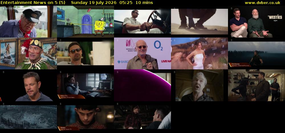 Entertainment News on 5 (5) Sunday 19 July 2026 05:25 - 05:35