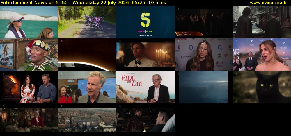 Entertainment News on 5 (5) Wednesday 22 July 2026 05:25 - 05:35