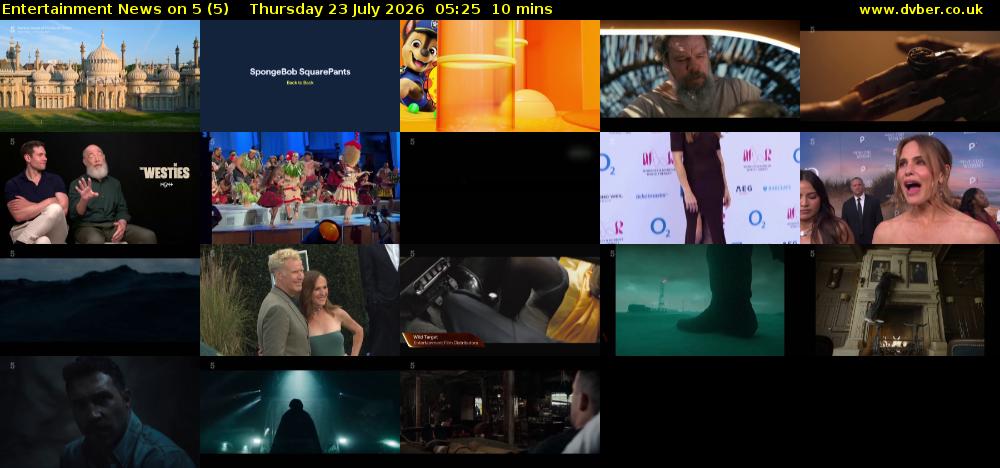 Entertainment News on 5 (5) Thursday 23 July 2026 05:25 - 05:35
