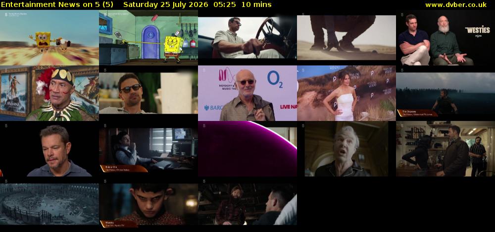 Entertainment News on 5 (5) Saturday 25 July 2026 05:25 - 05:35