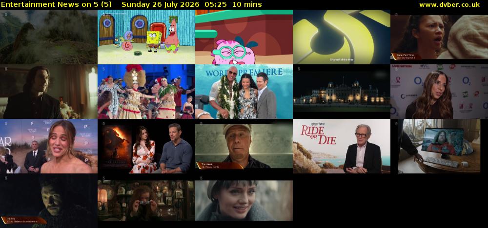 Entertainment News on 5 (5) Sunday 26 July 2026 05:25 - 05:35