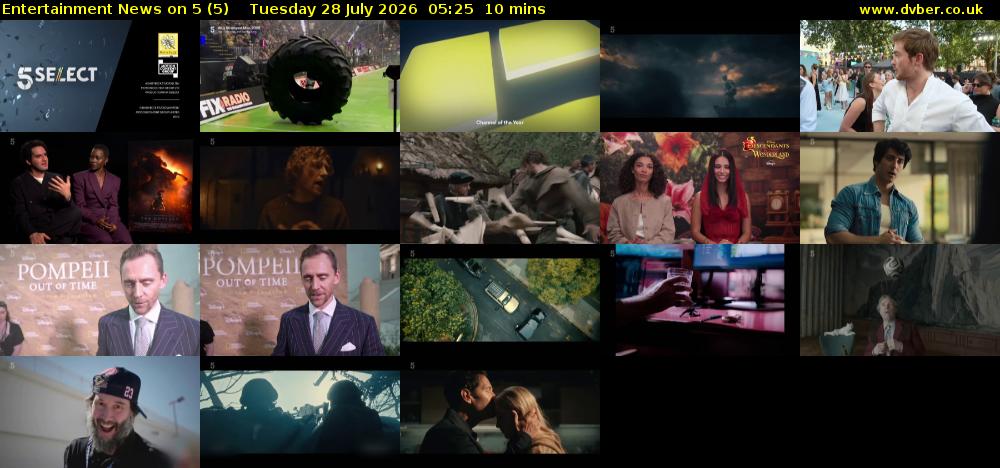 Entertainment News on 5 (5) Tuesday 28 July 2026 05:25 - 05:35