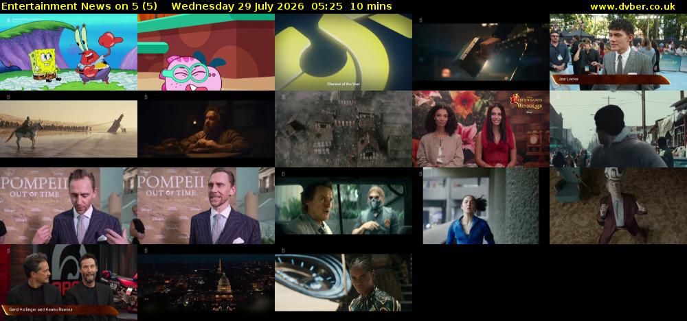 Entertainment News on 5 (5) Wednesday 29 July 2026 05:25 - 05:35