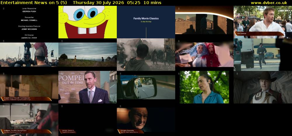 Entertainment News on 5 (5) Thursday 30 July 2026 05:25 - 05:35