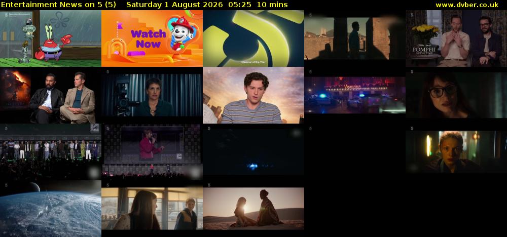 Entertainment News on 5 (5) Saturday 1 August 2026 05:25 - 05:35