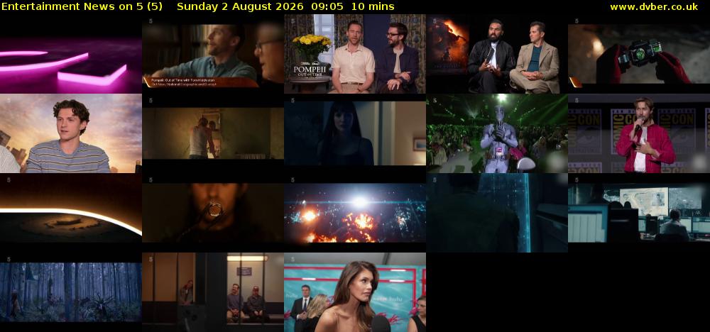 Entertainment News on 5 (5) Sunday 2 August 2026 09:05 - 09:15