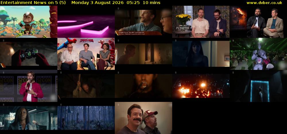 Entertainment News on 5 (5) Monday 3 August 2026 05:25 - 05:35