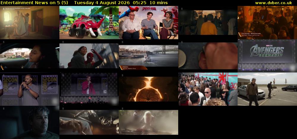 Entertainment News on 5 (5) Tuesday 4 August 2026 05:25 - 05:35