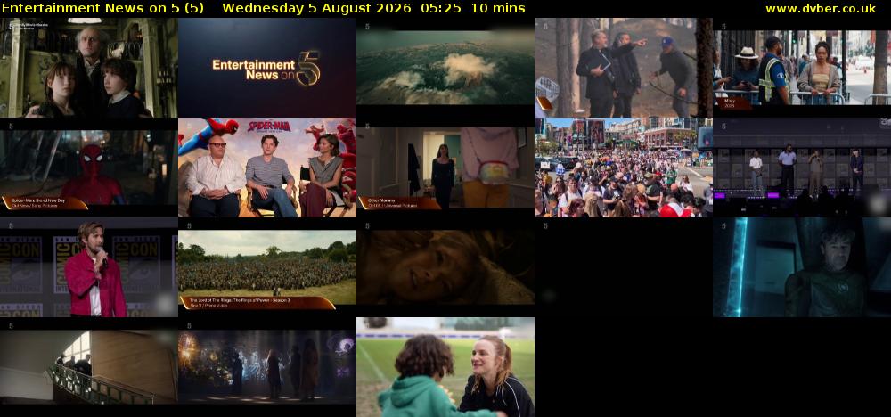 Entertainment News on 5 (5) Wednesday 5 August 2026 05:25 - 05:35