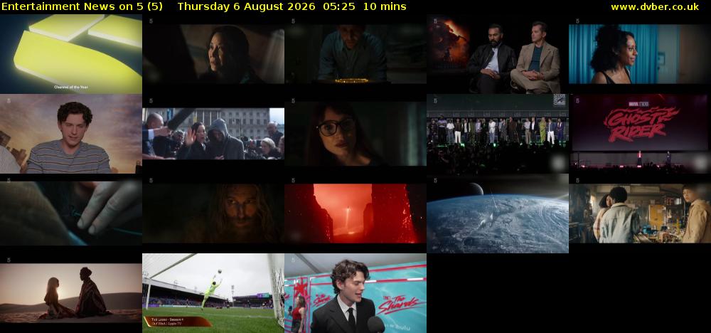Entertainment News on 5 (5) Thursday 6 August 2026 05:25 - 05:35