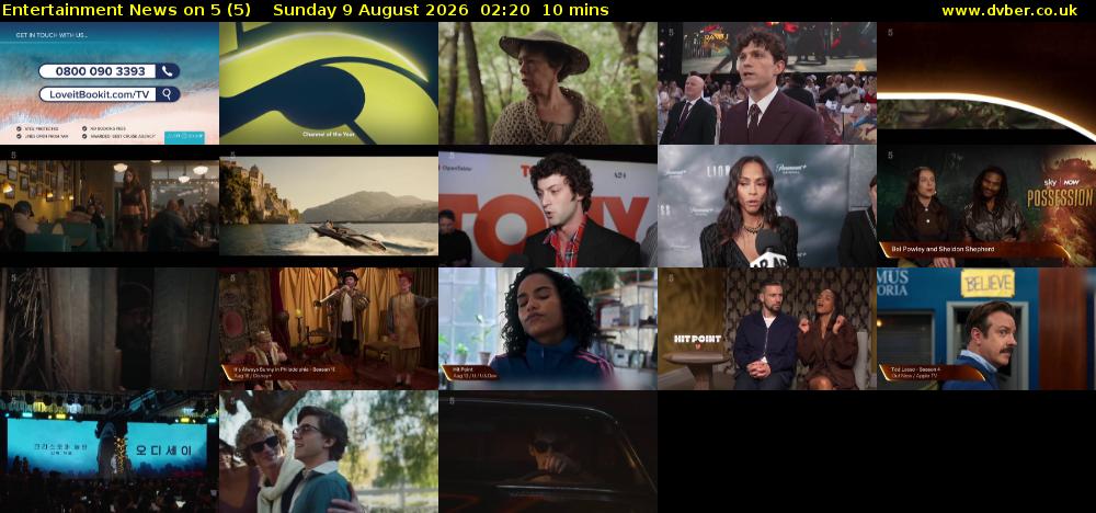 Entertainment News on 5 (5) Sunday 9 August 2026 02:20 - 02:30